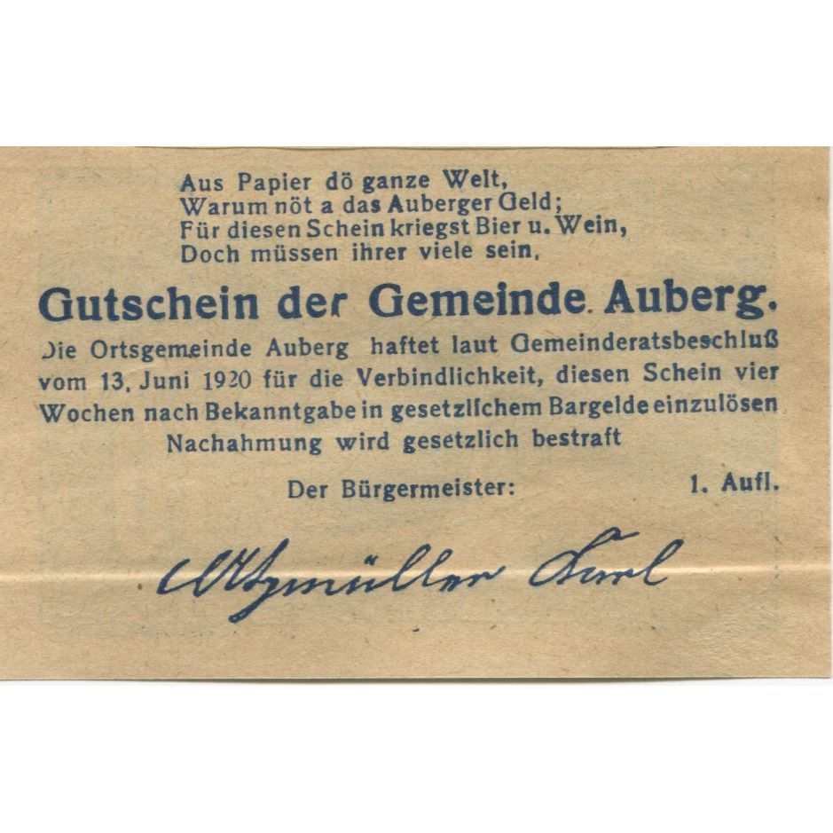 Banknote, Austria, Auberg, 10 Heller, chemin 1920-06-13, UNC(63), Mehl:FS 66aA