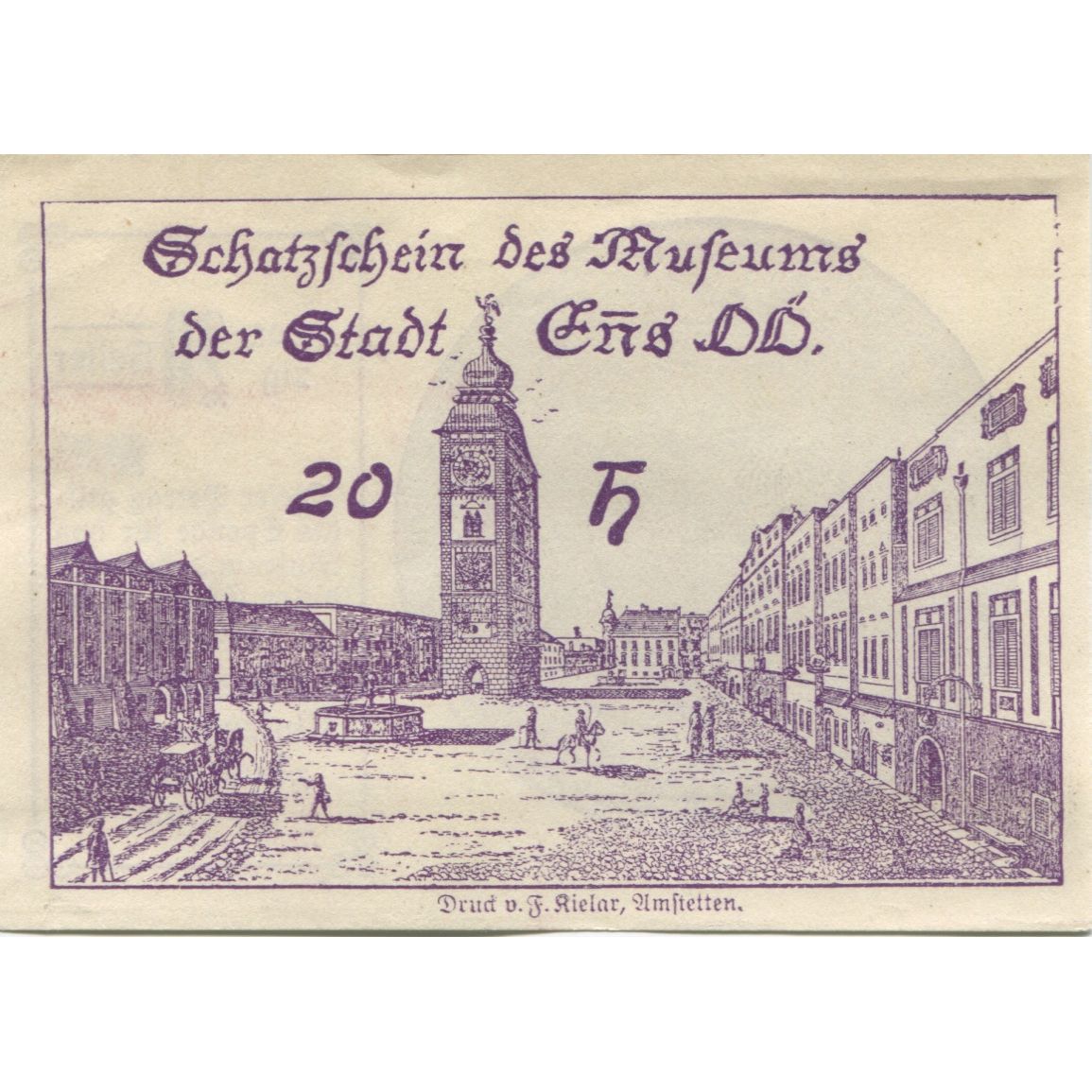 Billete, Austria, Enns, 20 Heller, place, 1920, SC, Mehl:FS 176c