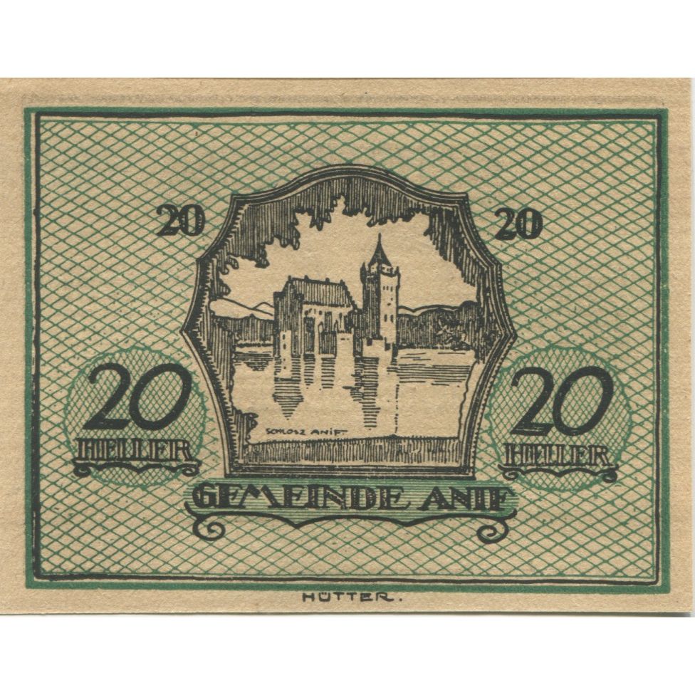 Banconote, Austria, Anif, 20 Heller, château 1920-12-15, SPL Mehl:FS 43a