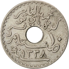 TUNISIA, 10 Centimes, 1920, Paris, KM #243, AU(50-53), Nickel-Bronze, Lecompte..