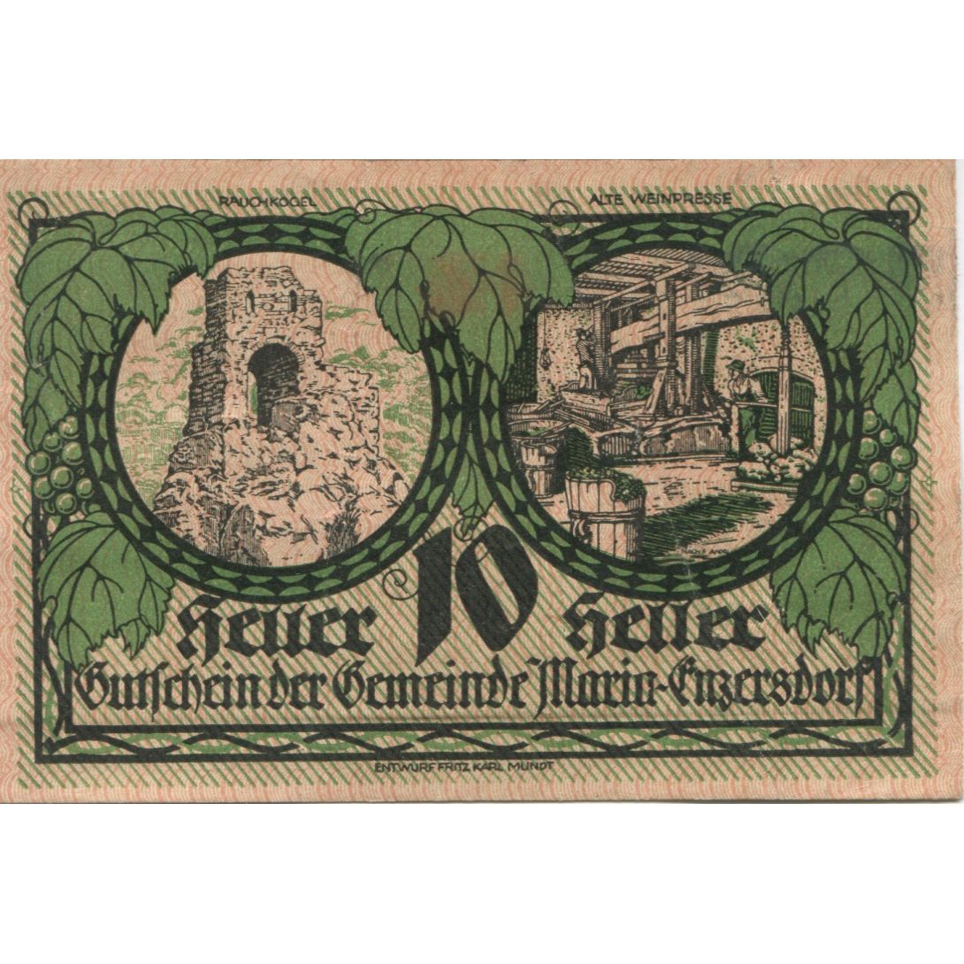 Billete, Austria, Enzersdorf, 10 Heller, ruine 1920-12-31, SC, Mehl:FS 582b