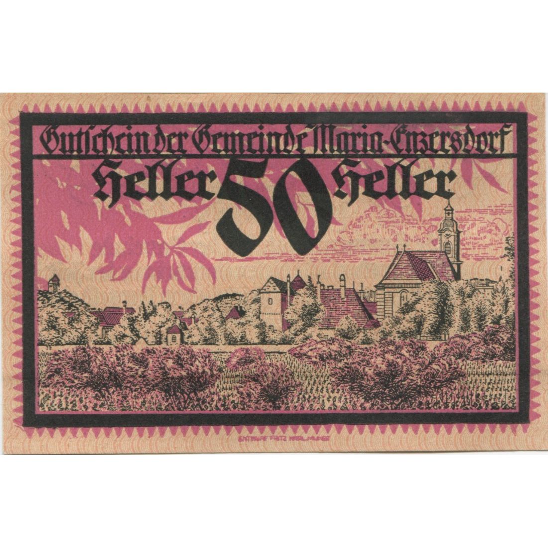 Banconote, Austria, Enzersdorf, 50 Heller, village 1920-12-31, SPL Mehl:FS 582a