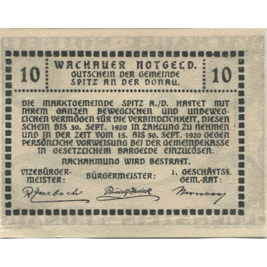 Geldschein, Österreich, Dürnstein, 10 Heller, monastère, 1920 UNZ- Mehl:FS 1122