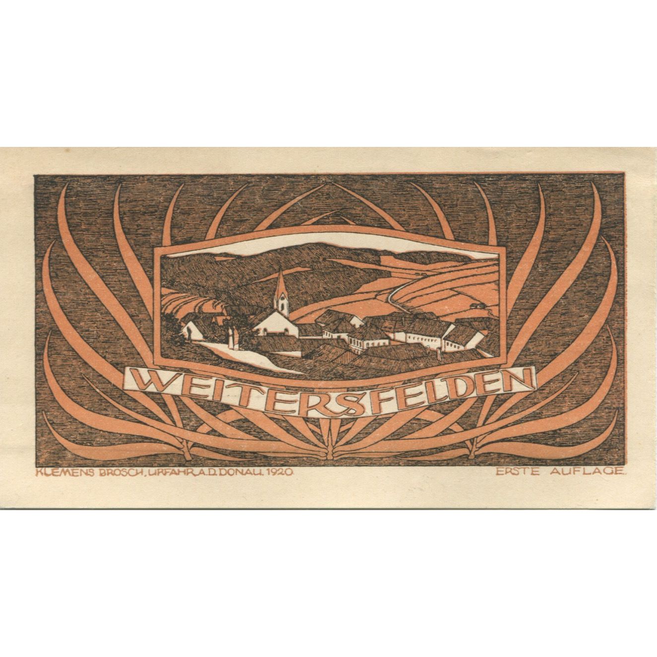 Banknote, Austria, Weitersfelden, 20 Heller, paysage, 1920 UNC(63) Mehl:FS 1164a