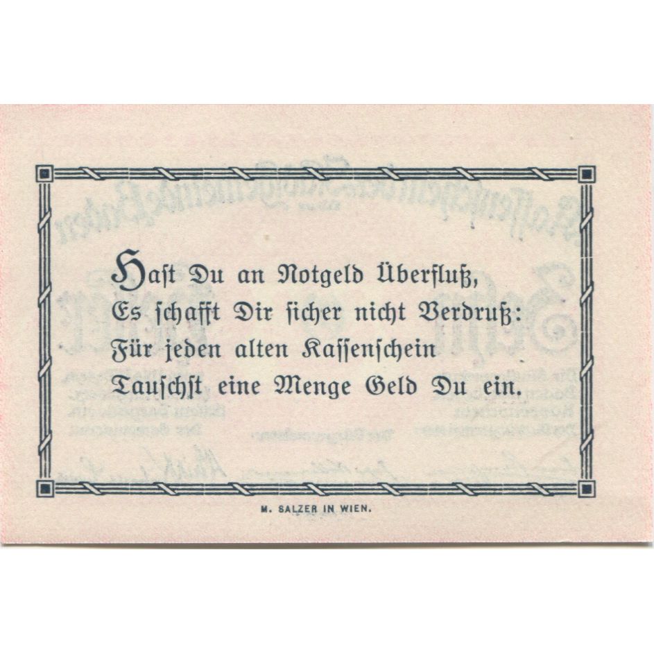 Billete, Austria, Baden, 10 Heller, valeur faciale, 1920 SC Mehl:FS 74a