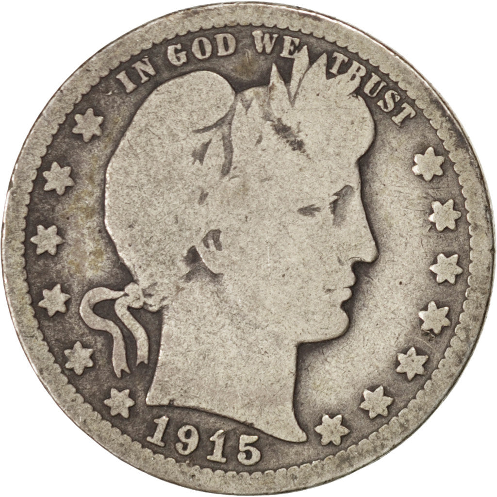 Coin, United States, Barber Quarter, Quarter, 1915, U.S. Mint, Philadelphia