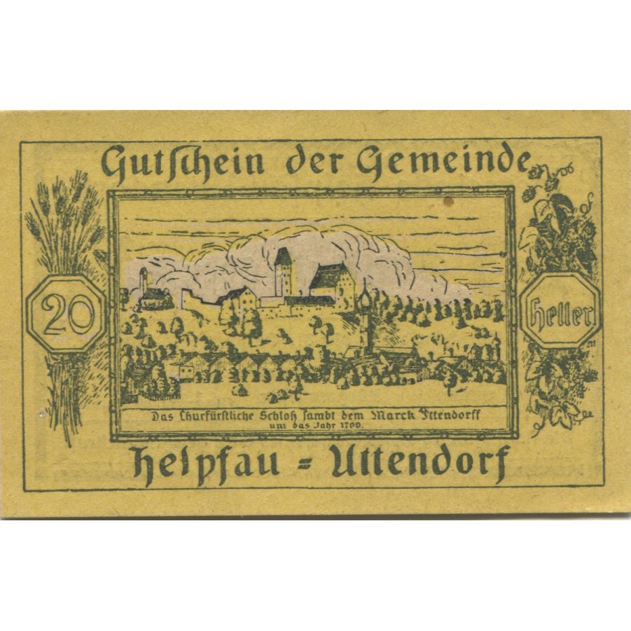 Banknote, Austria, Helpfau, 20 Heller, village, 1920 UNC(63) Mehl:FS 365Ib