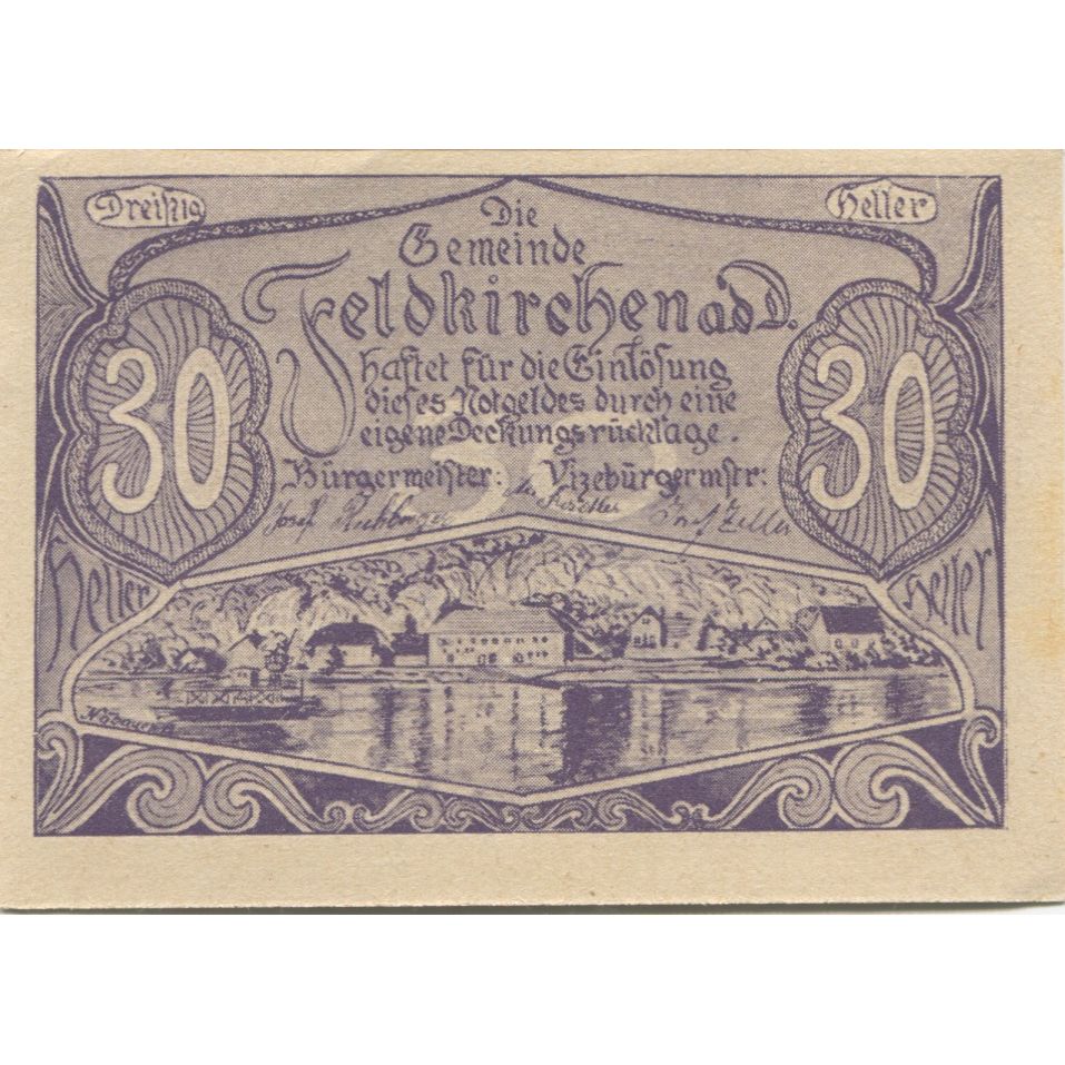 Billete, Austria, Feldkirchen, 30 Heller, fleuve, 1920, SC, Mehl:FS 197g