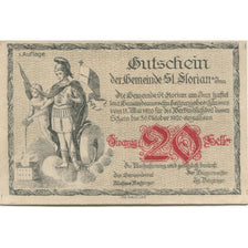 Banknote, Austria, St Florian, 20 Heller, personnage, 1920 UNC(63) Mehl:FS 881a