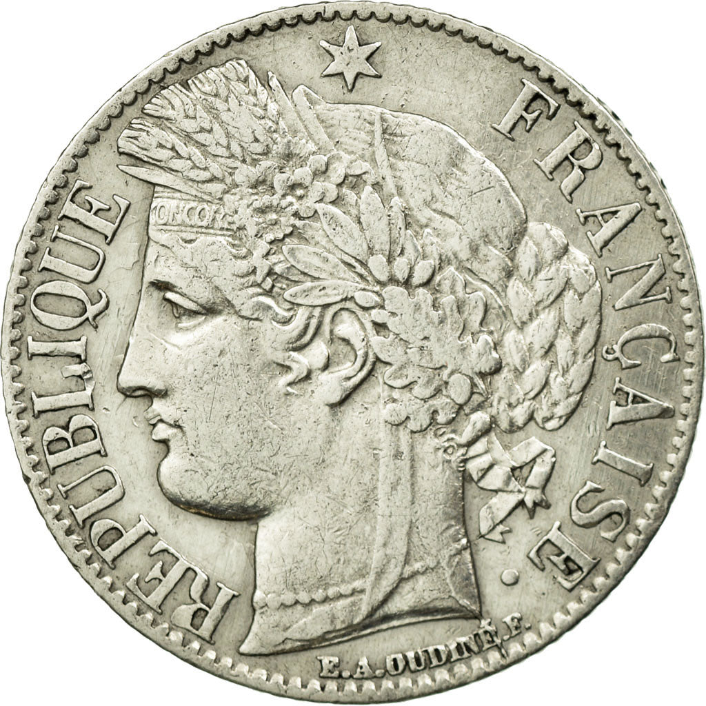 Coin, France, Cérès, Franc, 1872, Bordeaux, EF(40-45), Silver, KM:822.2