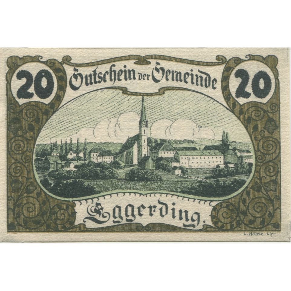 Billete, Austria, Eggerding, 20 Heller, village 1920-12-31, SC Mehl:FS 166a