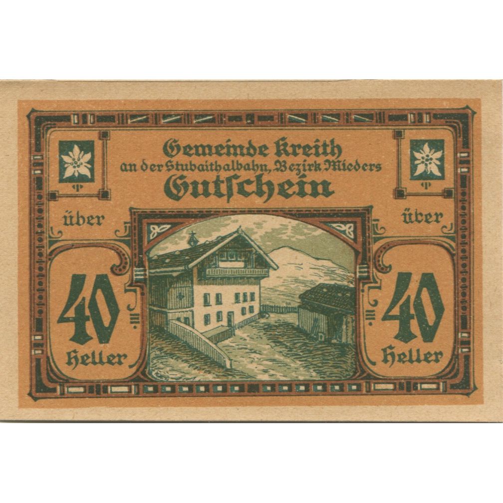 Banknote, Austria, Kreith, 40 Heller, chalet 1920-12-31, UNC(63), Mehl:FS 471a