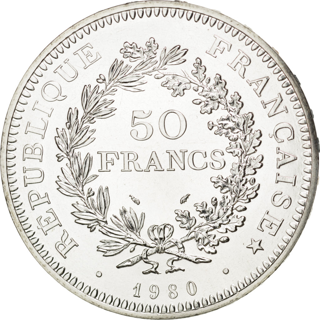 FRANCE, Hercule, 50 Francs, 1980, Paris, KM #941.1, MS(65-70), Silver, 41,...