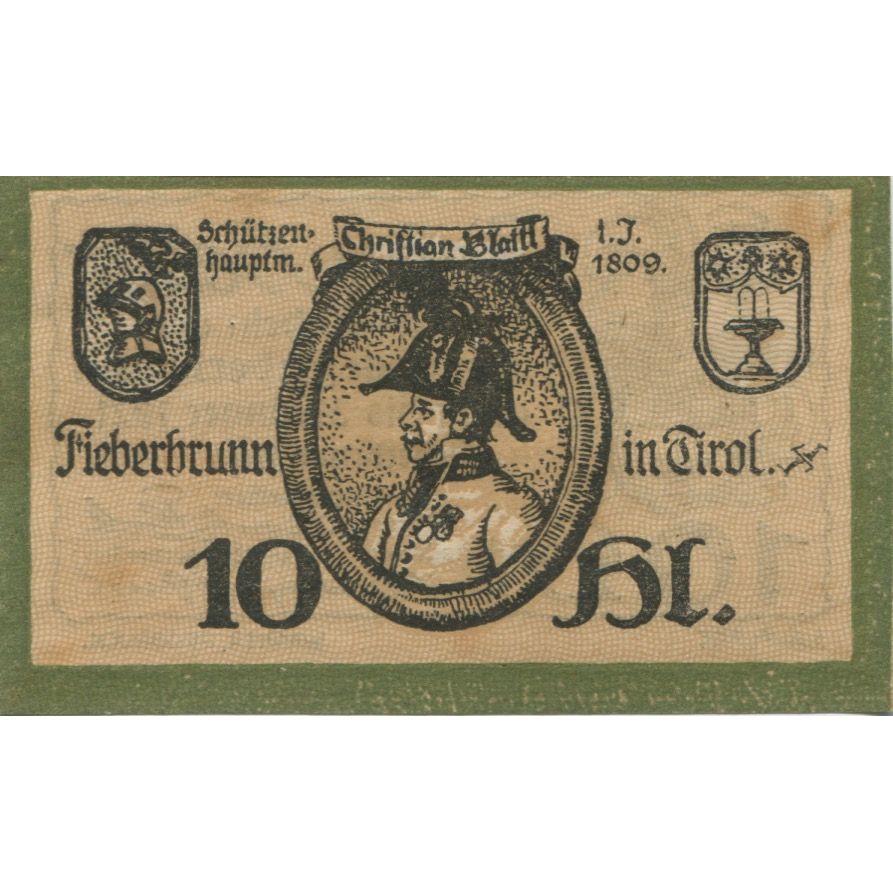 Banknote, Austria, Fieberbrunn, 10 Heller, Blason, 1921 UNC(63) Mehl:FS 200Ic