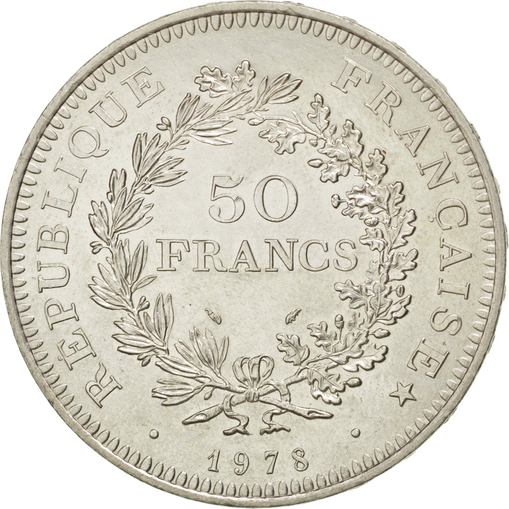 FRANCE, Hercule, 50 Francs, 1978, Paris, KM #941.1, AU(55-58), Silver, 41,...