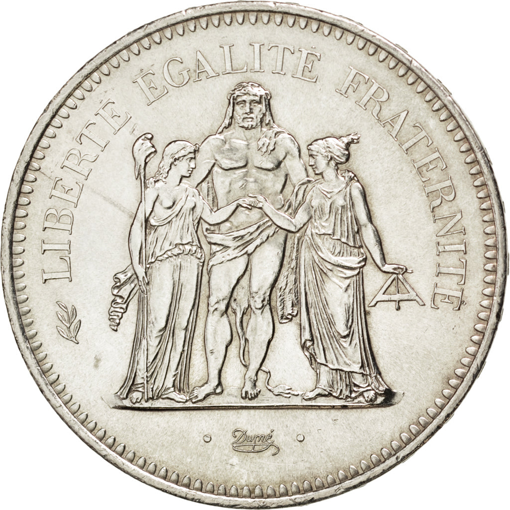 FRANCE, Hercule, 50 Francs, 1977, Paris, KM #941.1, AU(55-58), Silver, 41,...