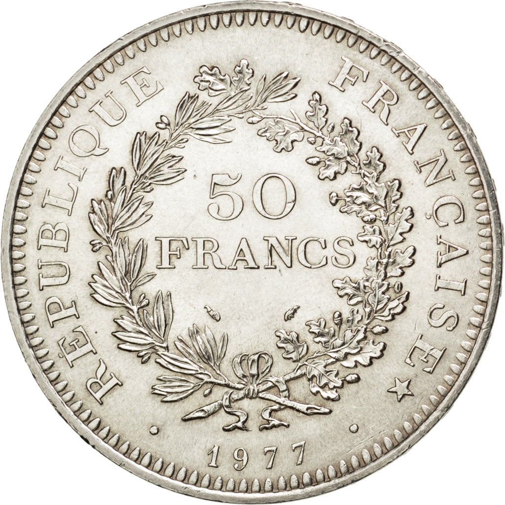 FRANCE, Hercule, 50 Francs, 1977, Paris, KM #941.1, AU(55-58), Silver, 41,...
