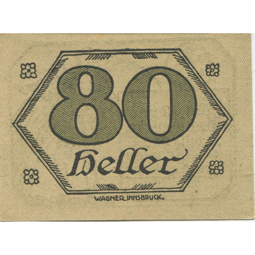 Banknot, Austria, Brandenberg, 80 Heller, blé 1921 UNC(63) Mehl:FS 99c