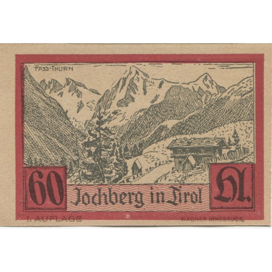 Biljet, Oostenrijk, Jochberg, 60 Heller, chalet 1921-01-31, SPL, Mehl:FS 419a