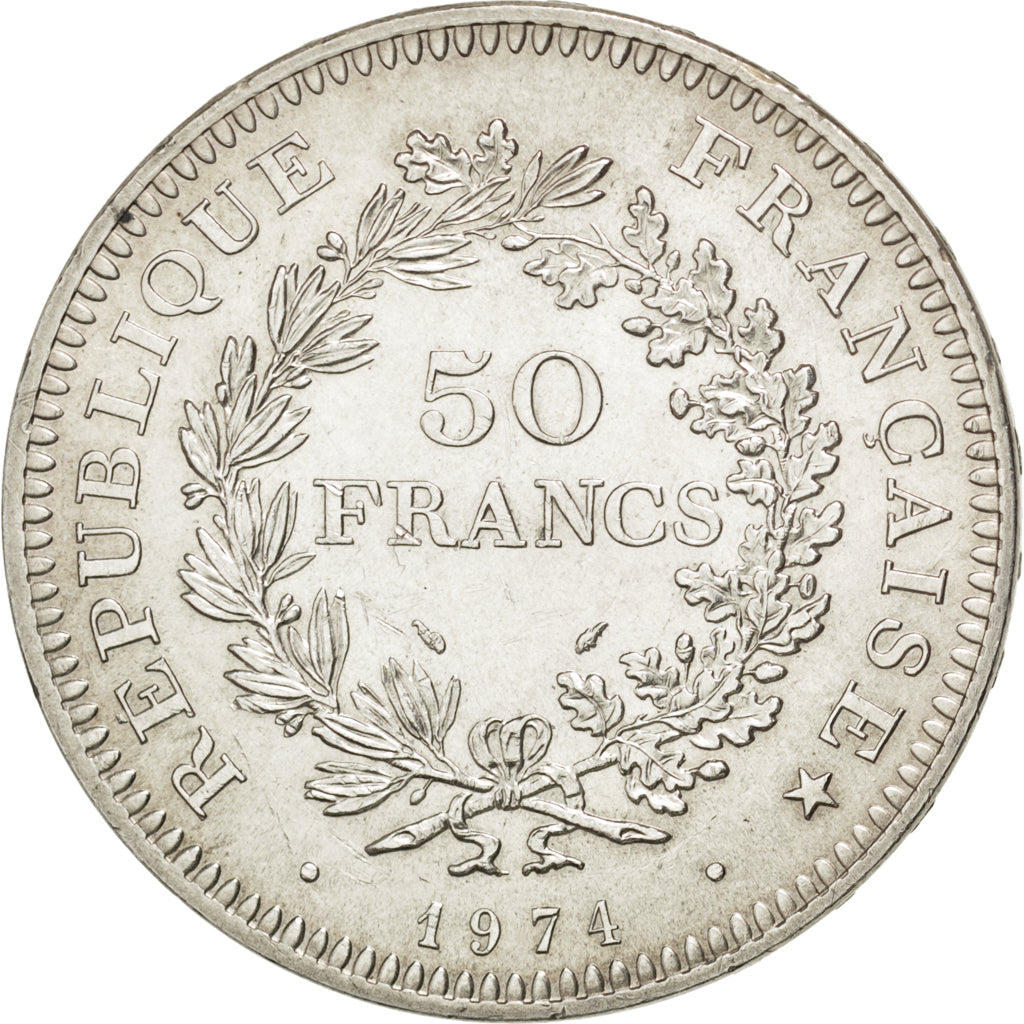 FRANCE, Hercule, 50 Francs, 1974, KM #941.2, AU(55-58), Silver, 41, Gadoury...