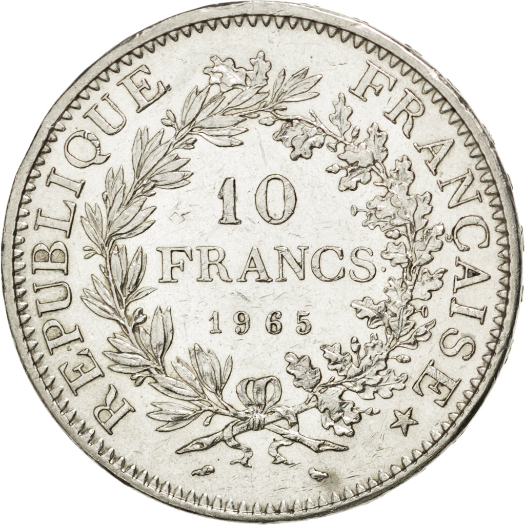 FRANCE, Hercule, 10 Francs, 1965, Paris, KM #932, AU(55-58), Silver, 37,...