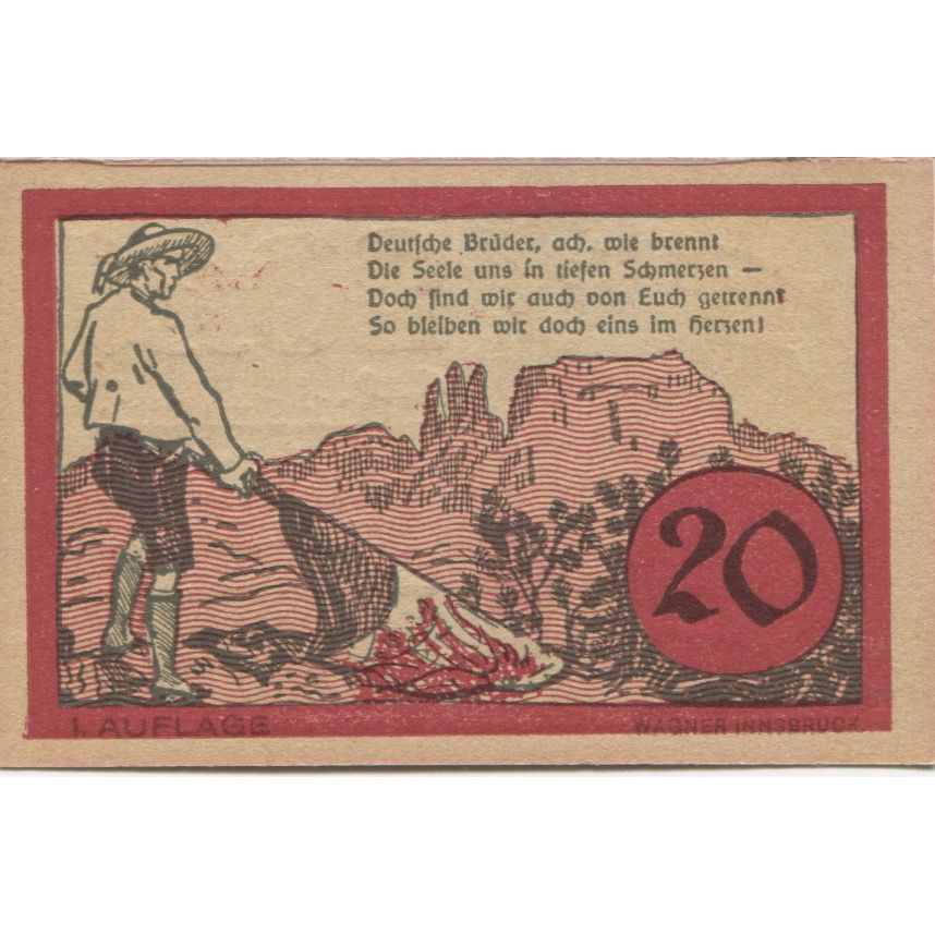 Banconote, Austria, Jochberg, 20 Heller, personnage, 1921 SPL Mehl:FS 419a