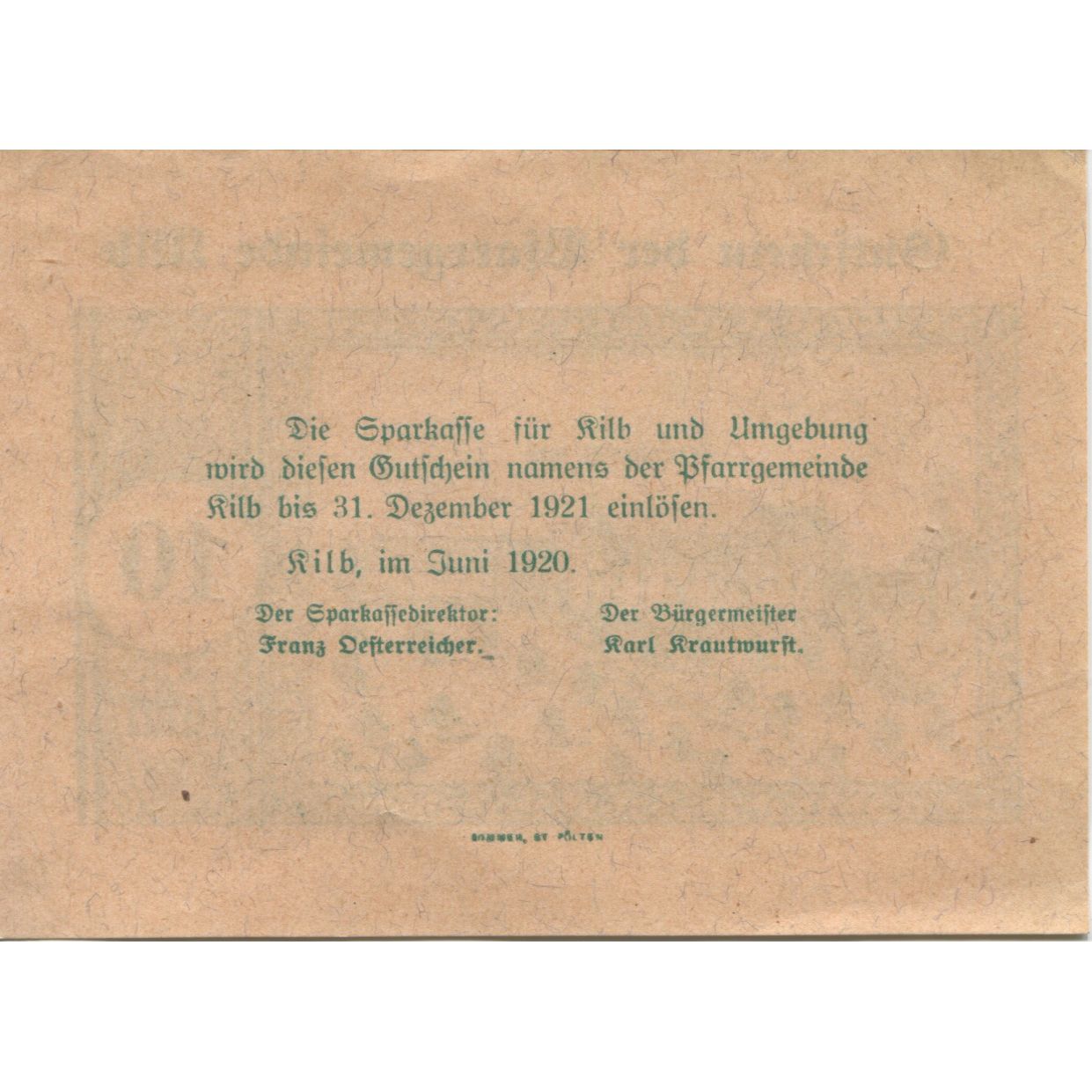 Banknote, Austria, Kilb, 10 Heller, château 1920-12-31, UNC(63), Mehl:FS 437I