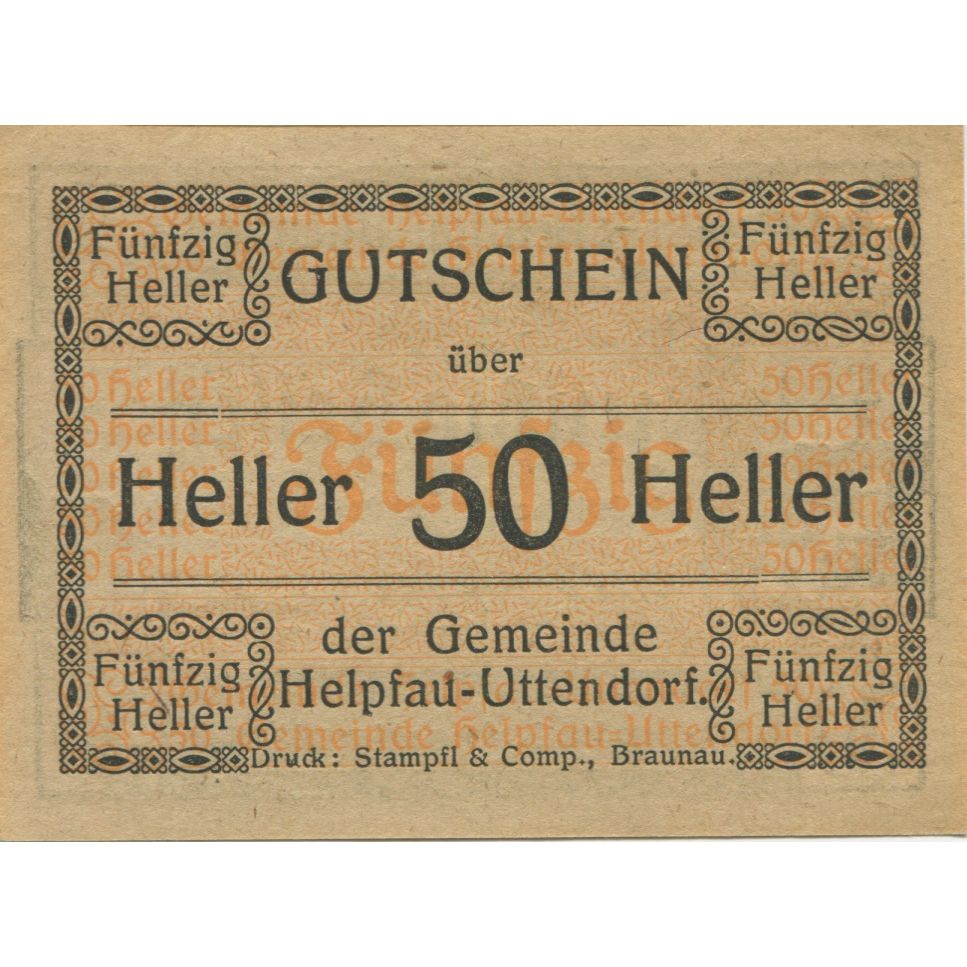 Banconote, Austria, Helpfau, 50 Heller, Eglise 1920-10-31, SPL Mehl:FS 365Ia
