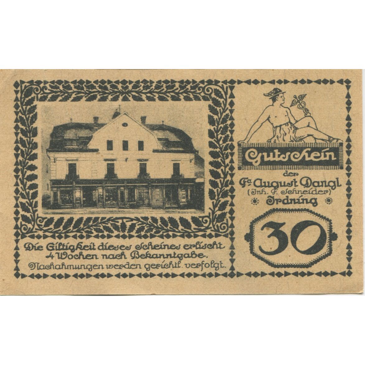 Banknote, Austria, Irding, 30 Heller, montagne, 1920, UNC(63), Mehl:FS 416