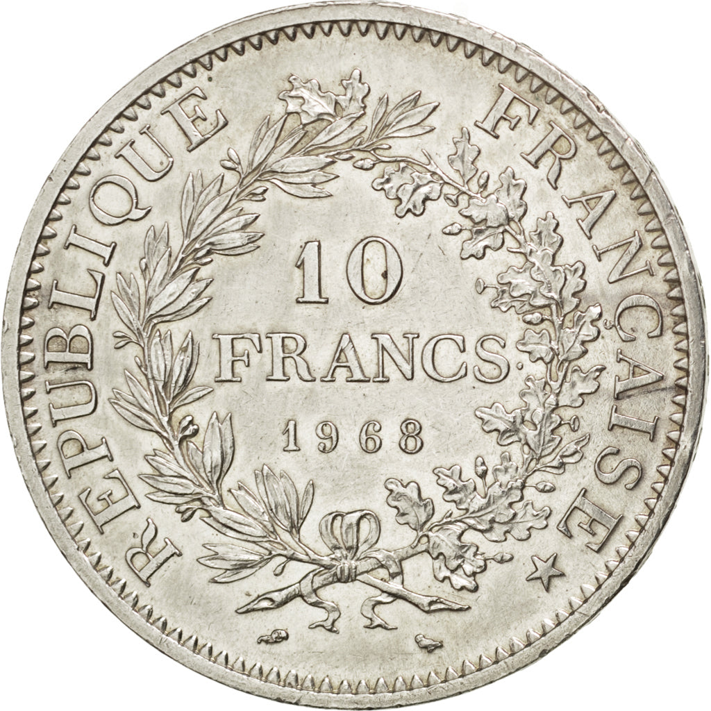 FRANCE, Hercule, 10 Francs, 1968, Paris, KM #932, AU(55-58), Silver, 37,...