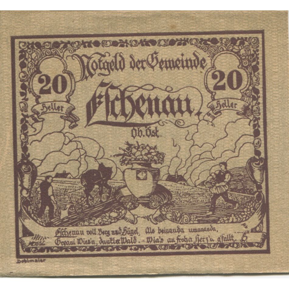 Biljet, Oostenrijk, Eschenau, 20 Heller, champs 1921-03-31, SPL Mehl:FS 187a