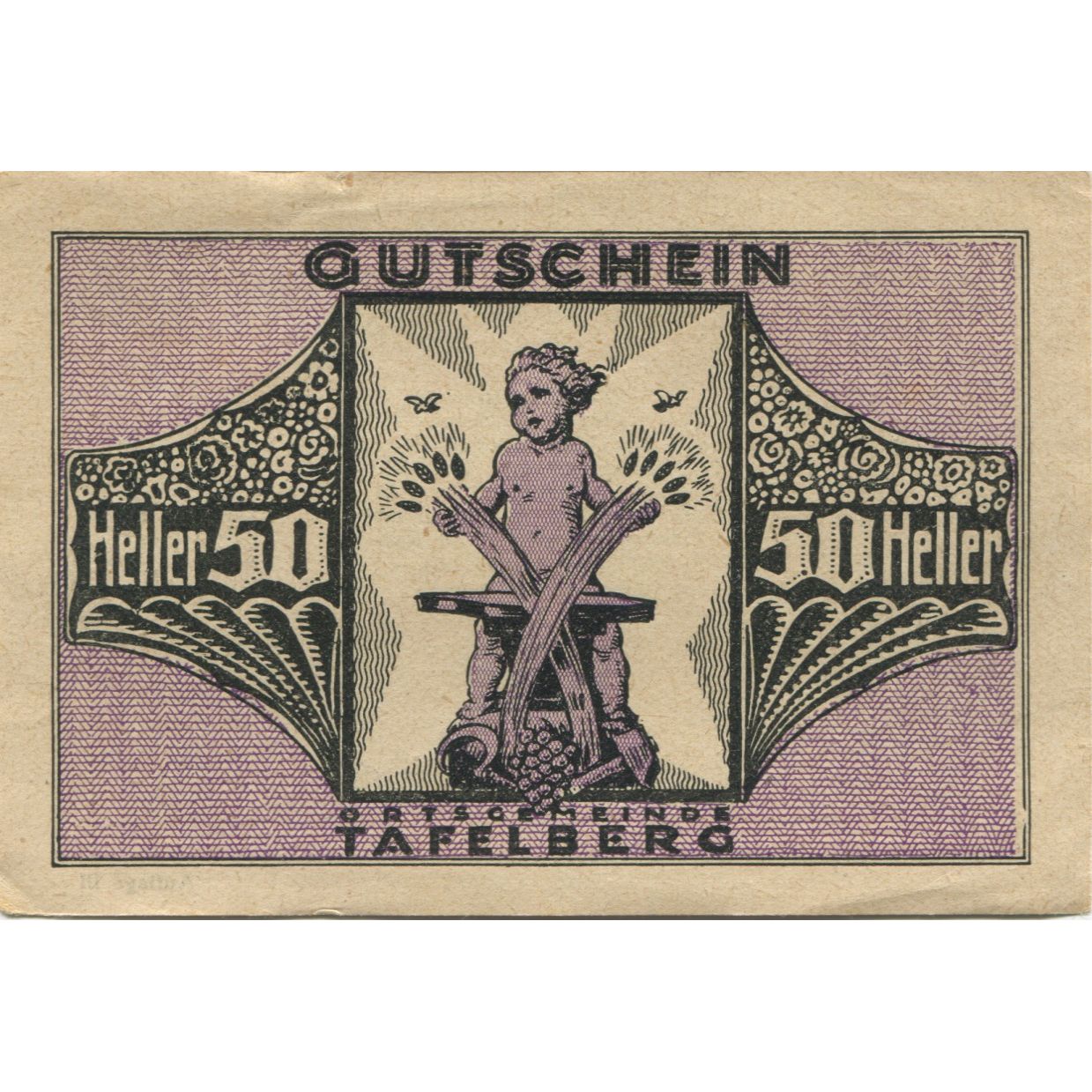 Banknote, Austria, Tafelberg, 50 Heller, Monument, 1920, AU(55-58) Mehl:FS 1054