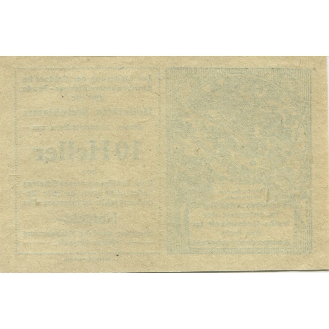 Banknote, Austria, Steinklamm, 10 Heller, carte, 1920, UNC(63), Mehl:FS 1031a1
