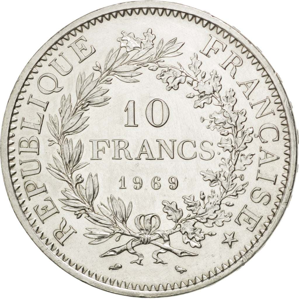 FRANCE, Hercule, 10 Francs, 1969, Paris, KM #932, AU(55-58), Silver, 37,...