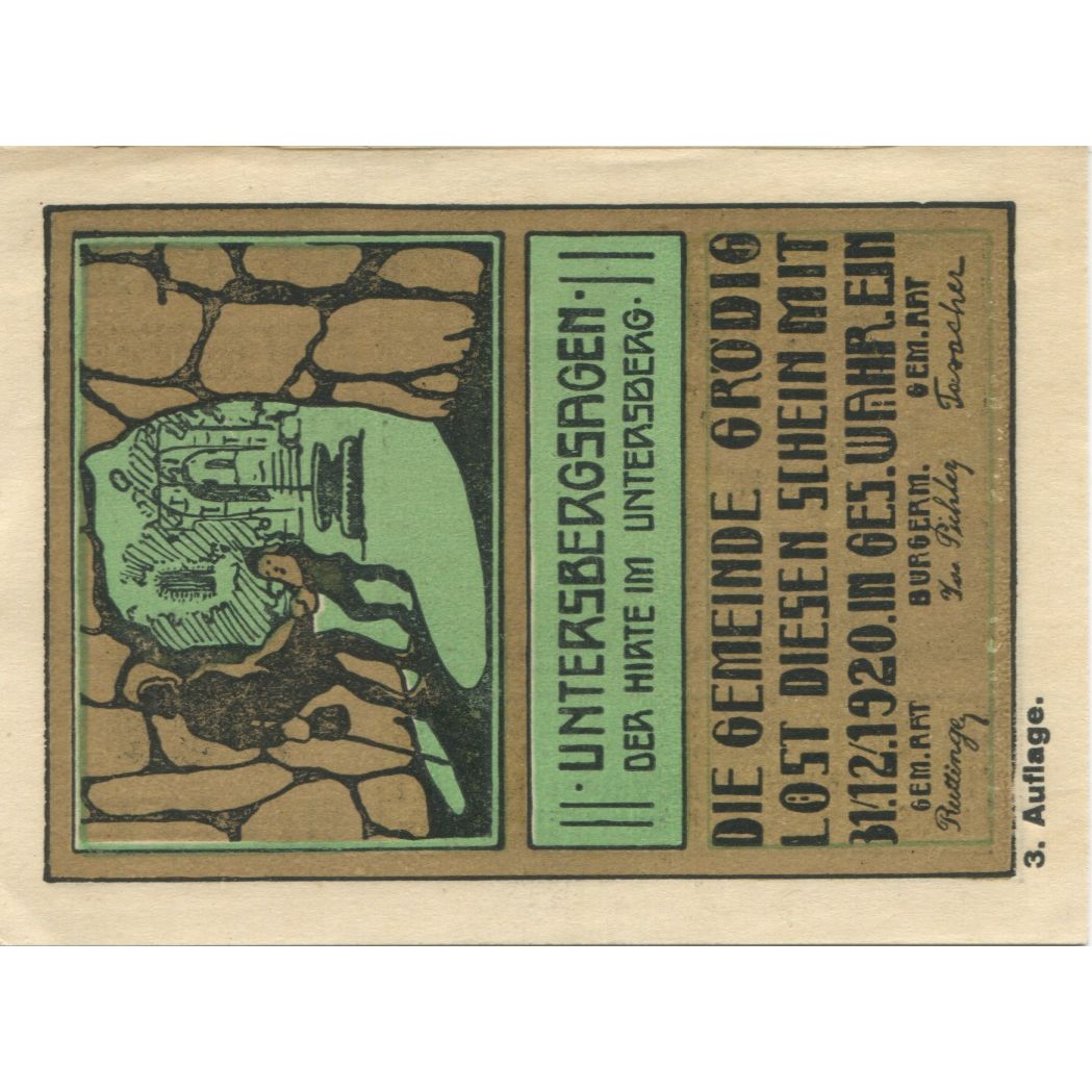 Nota, Áustria, Grödig, 10 Heller, soldat 1920-12-31, UNC(63), Mehl:FS 290e