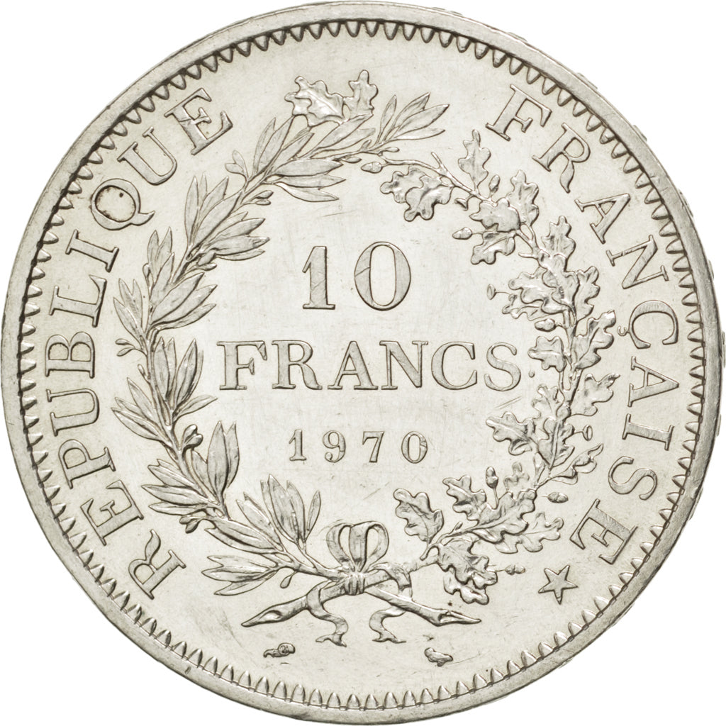 FRANCE, Hercule, 10 Francs, 1970, Paris, KM #932, AU(55-58), Silver, 37,...