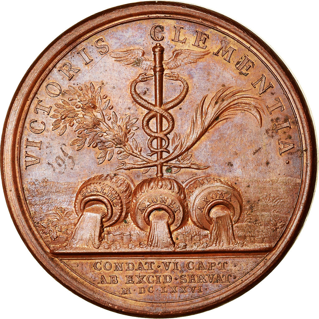 Frankrijk, Medaille, Louis XIV, Prise de Condé, History, 1676, Mauger, ZF+