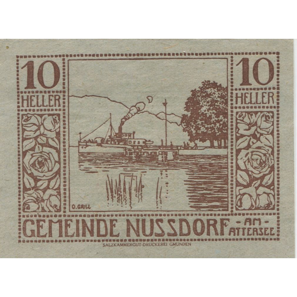 Banknot, Austria, Nussdorf am Attersee, 10 Heller, fleuve, 1920 SPL Mehl:FS 677a
