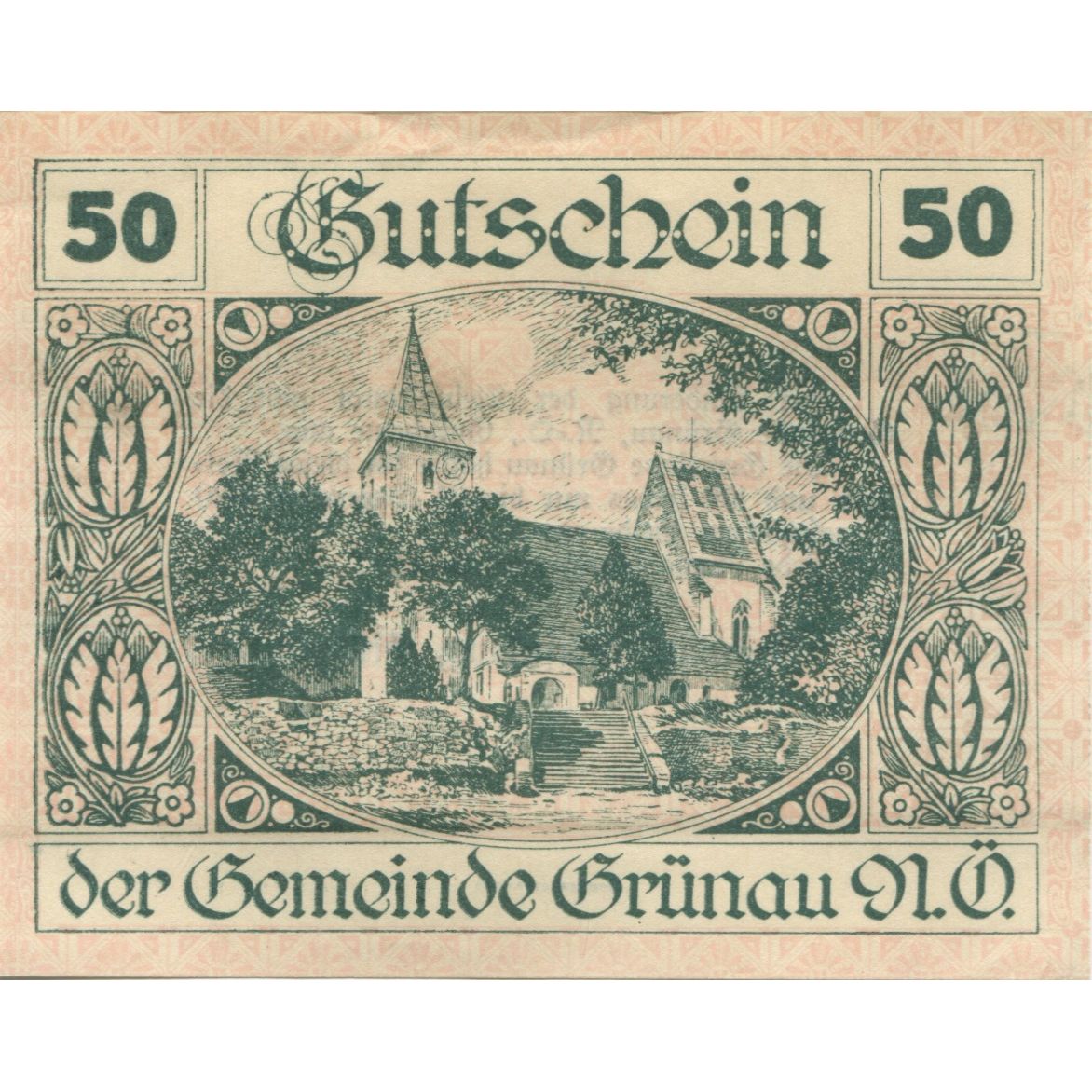 Banknot, Austria, Grünau, 50 Heller, Eglise 1920-12-31, UNC(63), Mehl:FS 299