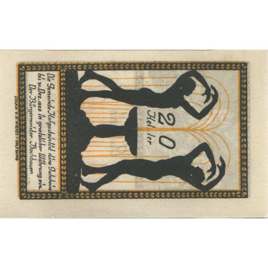 Banknot, Austria, Hofgastein, 20 Heller, paysage 1920-12-31, UNC(63) Mehl:FS 384