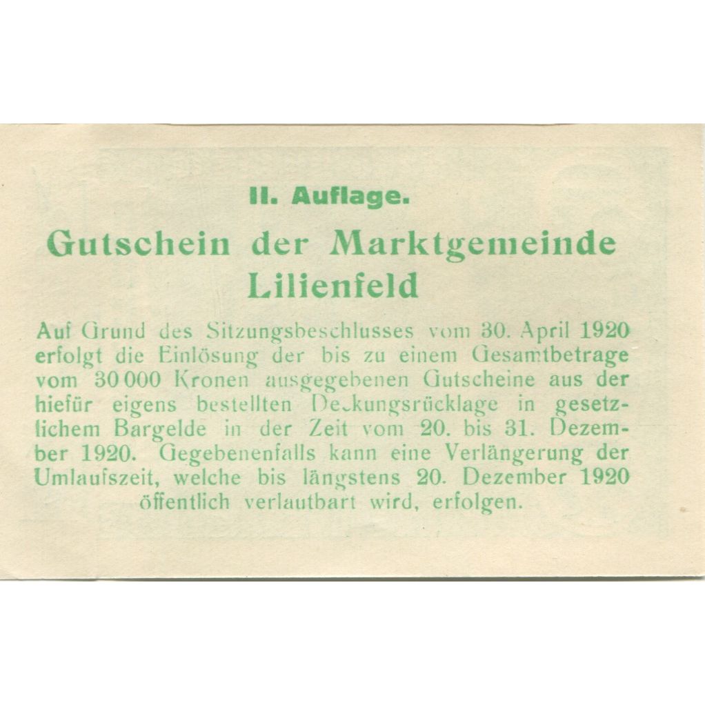 Banknote, Austria, Lilienfeld, 20 Heller, ecole, 1920 UNC(63) Mehl:FS 523a