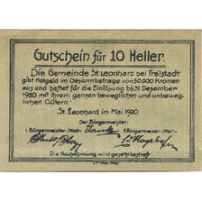 Banknote, Austria, St Leonhard, 10 Heller, village, 1920 UNC(63) Mehl:FS 903a