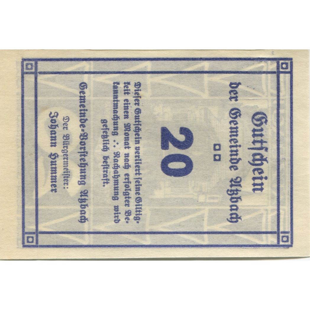 Banknot, Austria, Atzbach, 20 Heller, château, 1920, UNC(63), Mehl:FS 62a