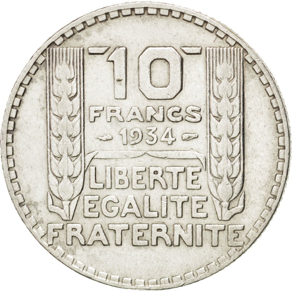 FRANCE, Turin, 10 Francs, 1934, Paris, KM #878, EF(40-45), Silver, 28, Gadoury..