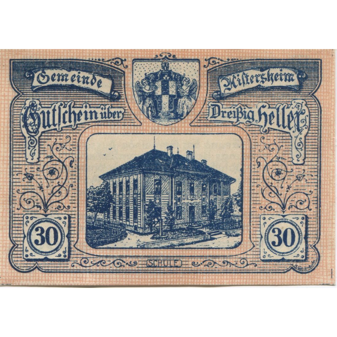 Billet, Autriche, Aistersheim, 30 Heller, mairie 1921-05-31, SPL, Mehl:FS 15b
