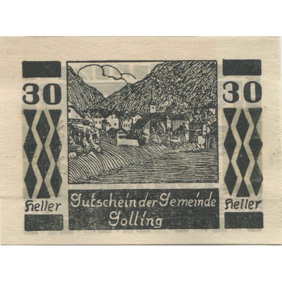 Billet, Autriche, Golling, 30 Heller, champs, 1920, 1920-12-31, SPL, Mehl:FS 249