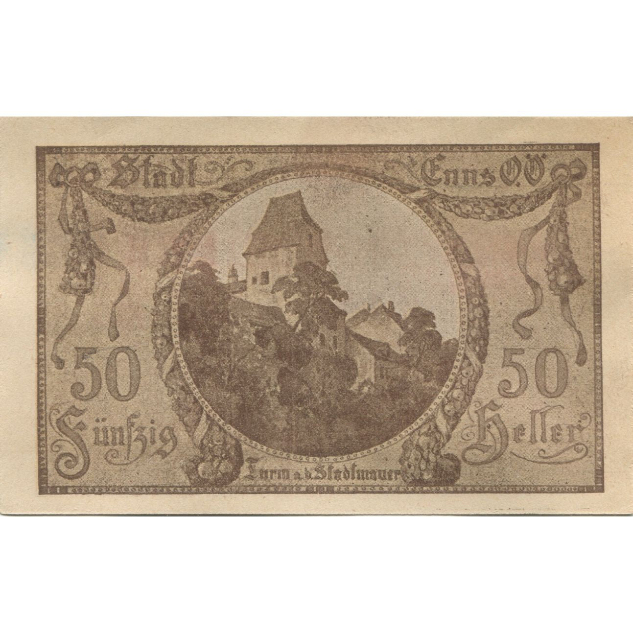 Banknot, Austria, Enns, 50 Heller, Eglise 1920-12-31, UNC(63) Mehl:FS 174IIa