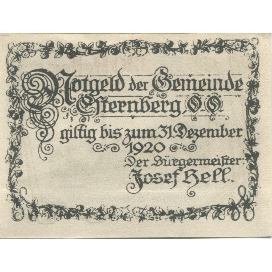 Banknot, Austria, Esternberg, 30 Heller, Eglise 1920-12-31, UNC(63) Mehl:FS 189