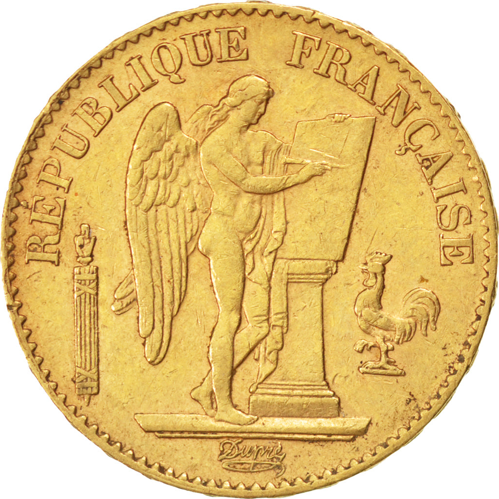 FRANCE, Génie, 20 Francs, 1892, Paris, KM #825, AU(50-53), Gold, Gadoury #1063, 
