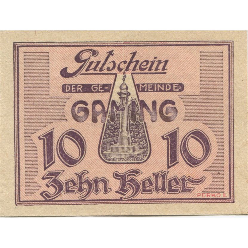Banknote, Austria, Gaming, 10 Heller, Monument, 1920 UNC(63) Mehl:FS 220a